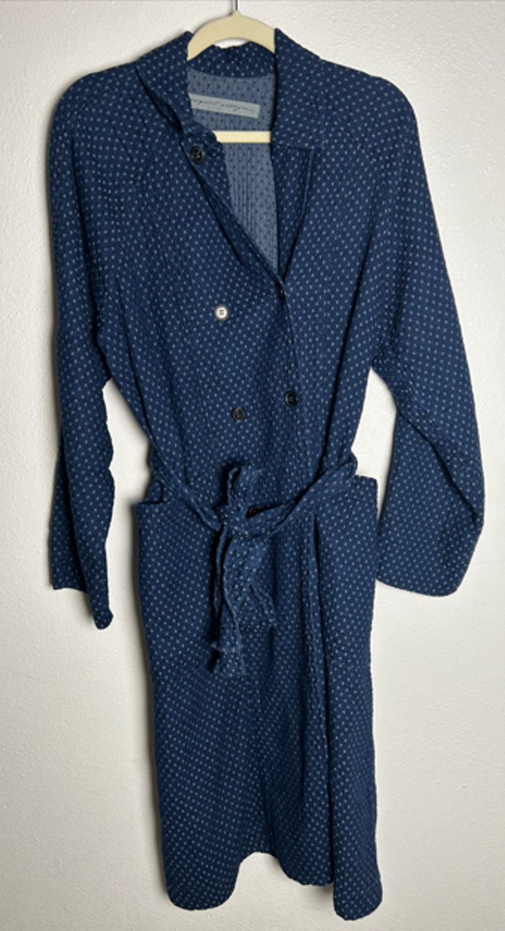 RAQUEL ALLEGRA Gauzy Blue Polka Dot Double Breasted Trench Coat Size 0/XS